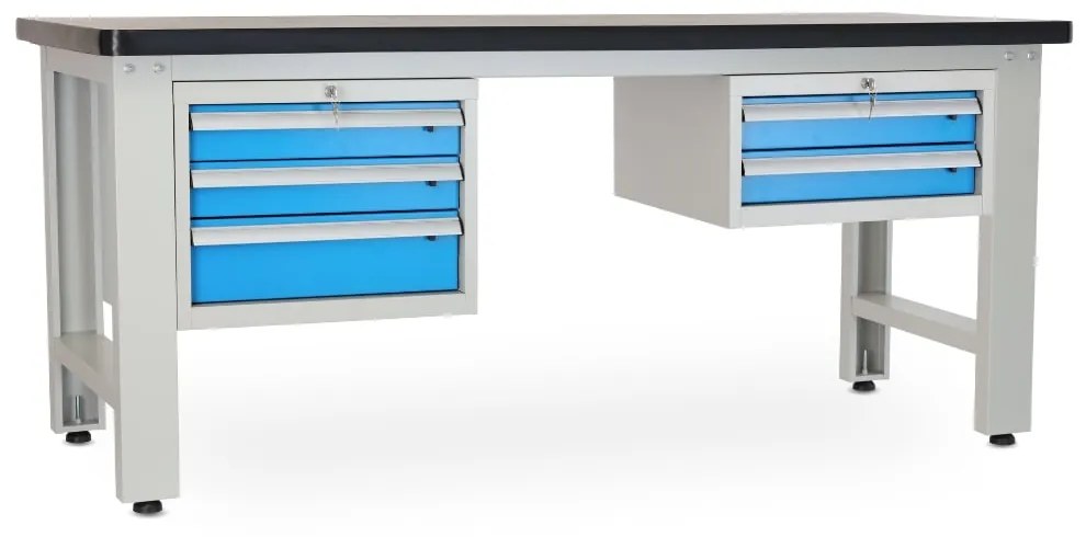 Dielenský stôl Solid MDF-32, 210 cm, 2 závesné boxy, čierna