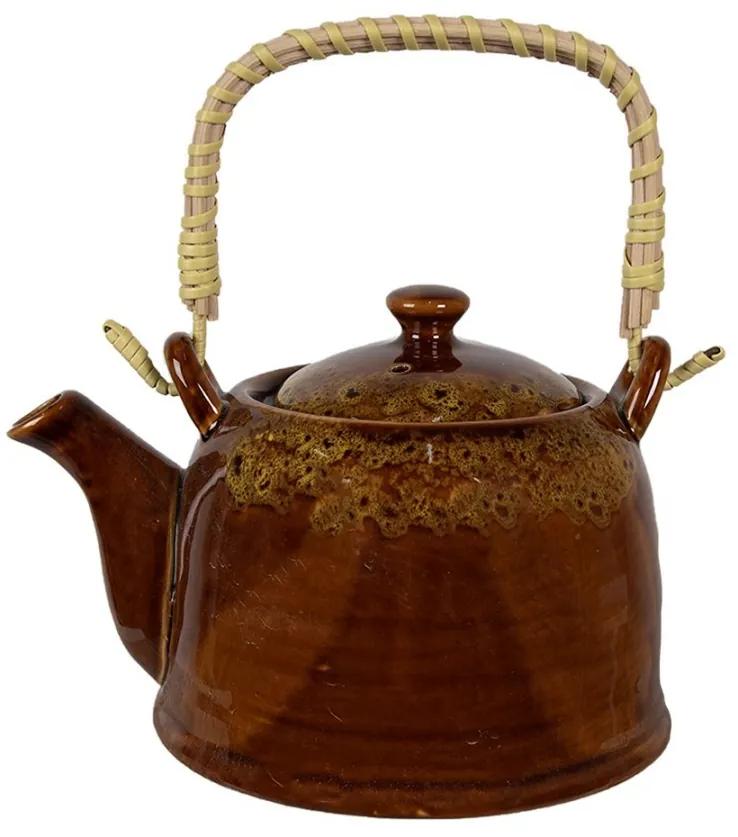 Hnedožltá porcelánová kanvička na čaj - 14*12*12 cm / 0,75L