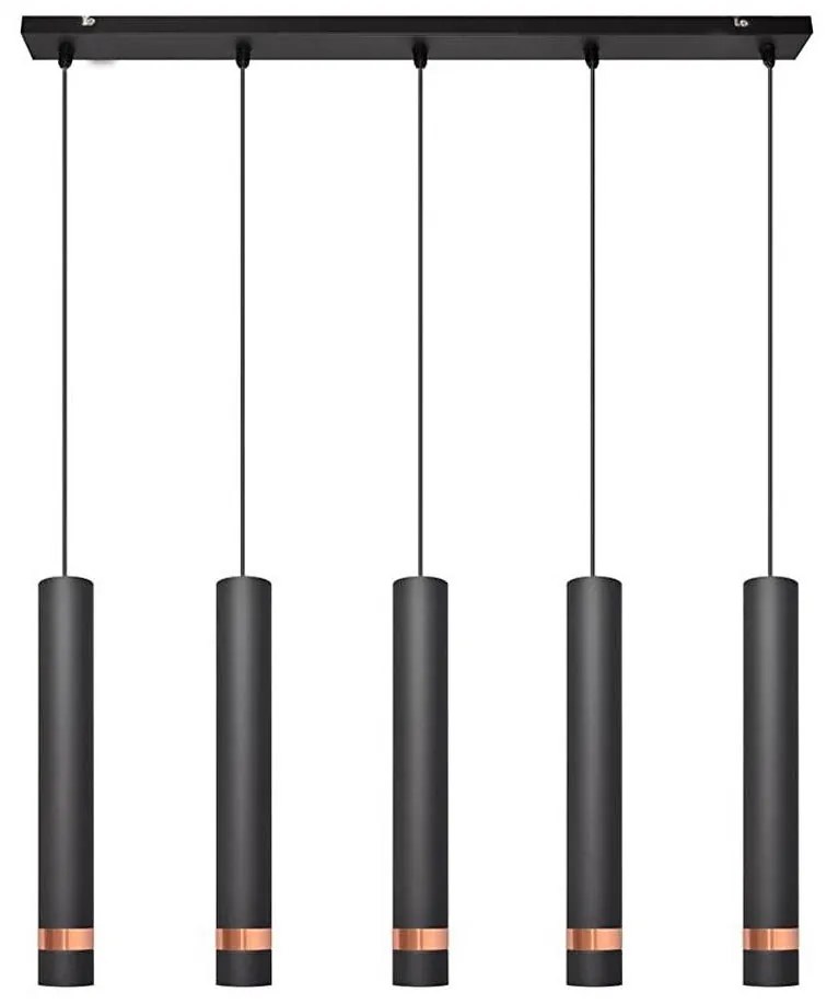 Helam LED Luster na lanku TUBA 5xGU10/6,5W/230V čierna/medená W-L 1111/5 BK+RG+BK