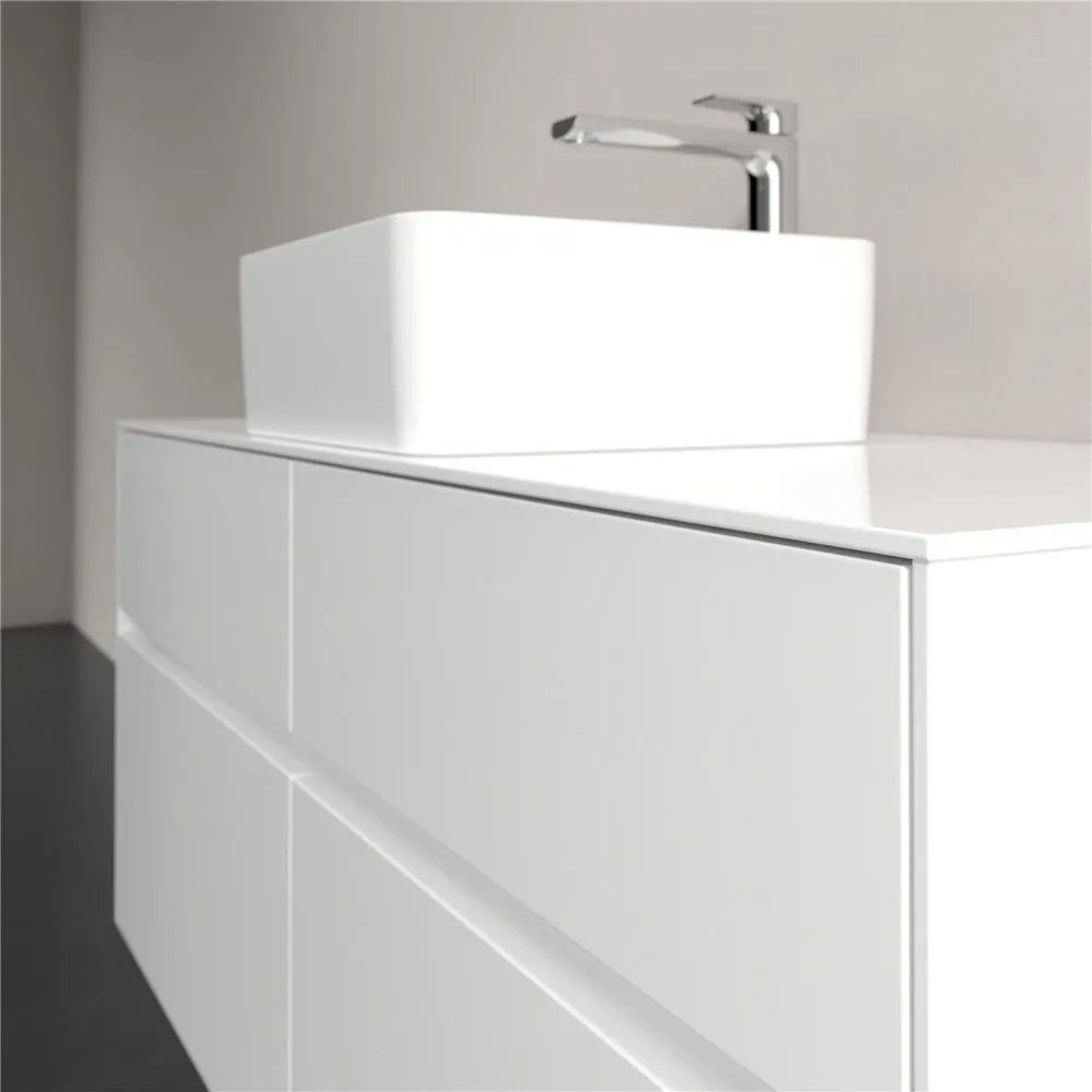 VILLEROY &amp; BOCH Collaro závesná skrinka pod umývadlo na dosku (umývadlo v strede), 4 zásuvky, 1200 x 500 x 548 mm, Glossy White, C04100DH