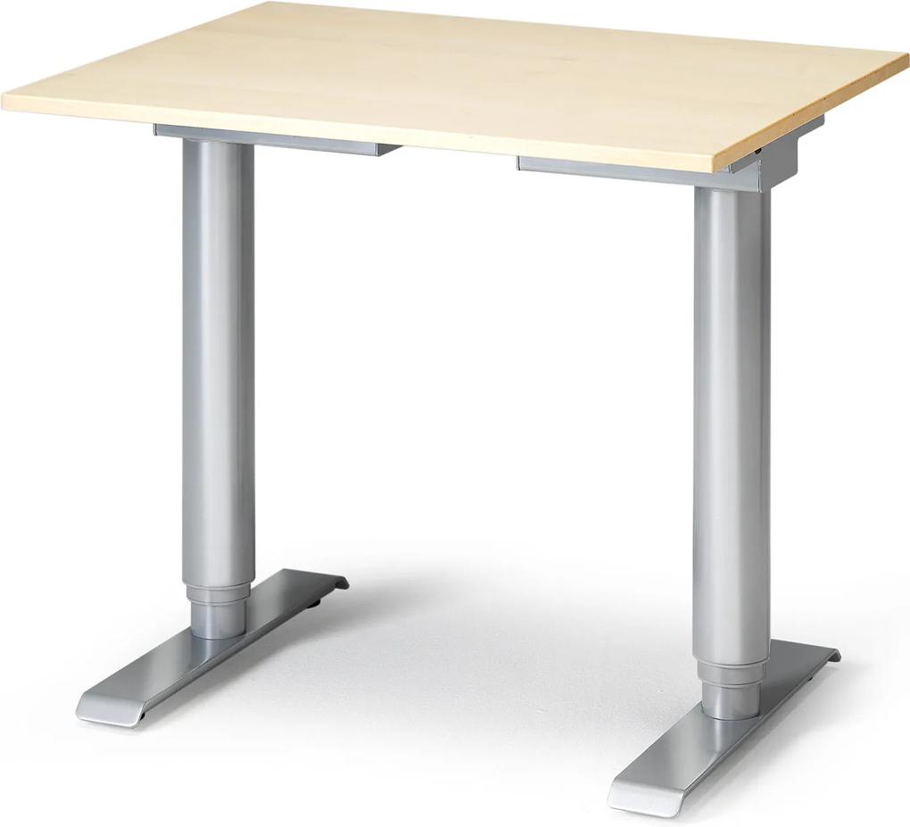 Kancelársky pracovný stôl Adeptus, nastaviteľný, 800x600 mm, breza/šedá