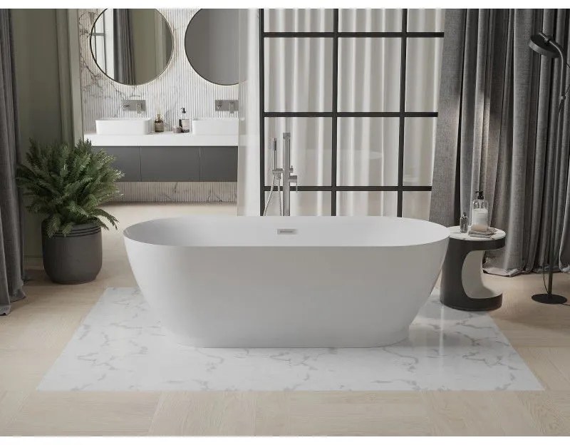 Mexen Roxy, voľne stojaca vaňa 180 x 85 cm, biela, oceľový prepad, 51201808500-97