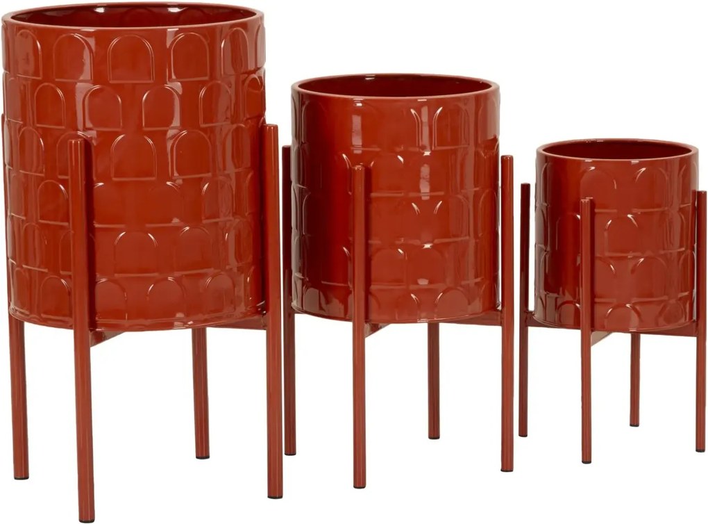 Sada 3 ks stojanů na květiny Archy červená