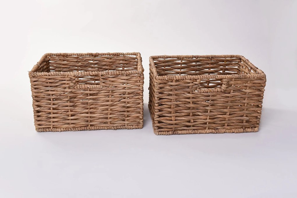 Sada 2 policových boxov KIRA, vodný hyacint, výška 20 cm, natur