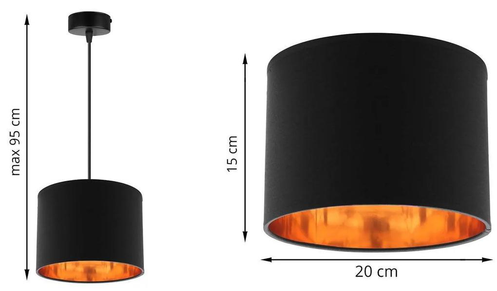 Závesné svietidlo Shade, 1x textilné tienidlo (výber zo 4 farieb), (výber z 3 farieb konštrukcie), (fi 20cm), g
