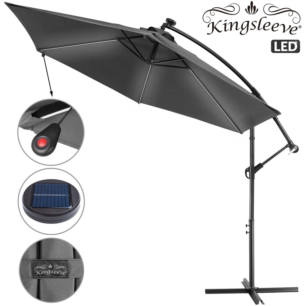 InternetovaZahrada LED slnečník Mali Ø350 cm - antracit