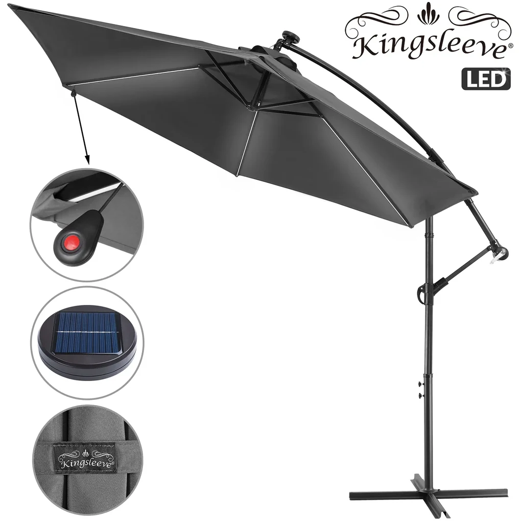 InternetovaZahrada LED slnečník Mali Ø350 cm - antracit