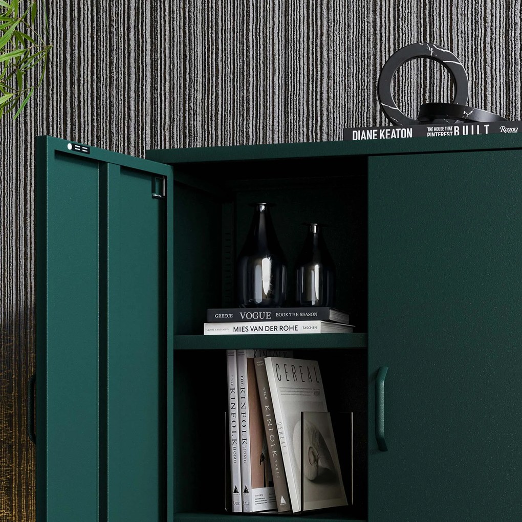 Skrinka do obývačky s policami VITO, 800 x 1015 x 400 mm, Modern: fľaškovo zelená farba