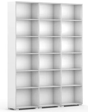 Knižnica SILVER LINE, 3 stĺpce, 2230 x 1800 x 400 mm, biela