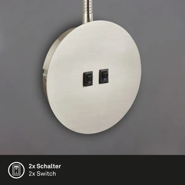 Briloner 2178012 - LED Nástenná flexibilná lampa 1xE14/10W/230V + LED/3W chróm