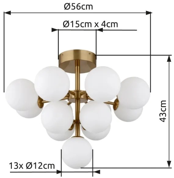 Globo 56143-13GD - Prisadený luster GRAPPY 13xG9/5W/230V pr. 56 cm zlatá
