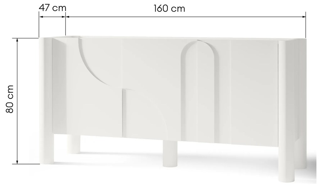 Dizajnová komoda Lunaria 160 cm biela