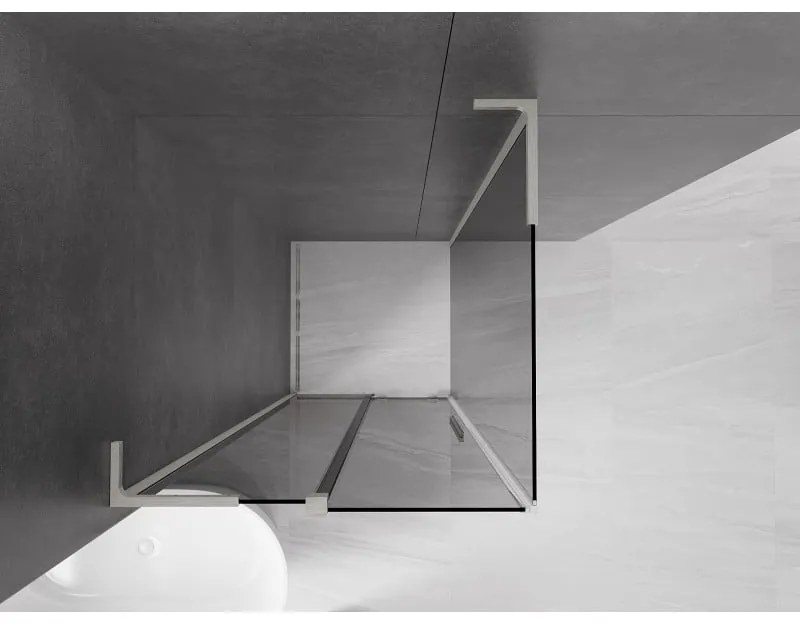 Mexen Velar L, sprchový kút s posuvnými dverami 110 x 110 cm, 8mm šedé sklo, brúsená oceľ, 871-110-110-43-97