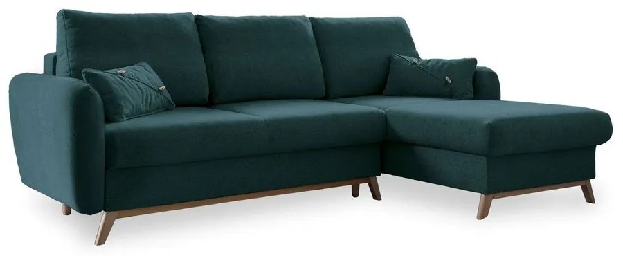 Tyrkysovomodrá rozkladacia rohová pohovka Miuform Scandic Lagom, pravý roh