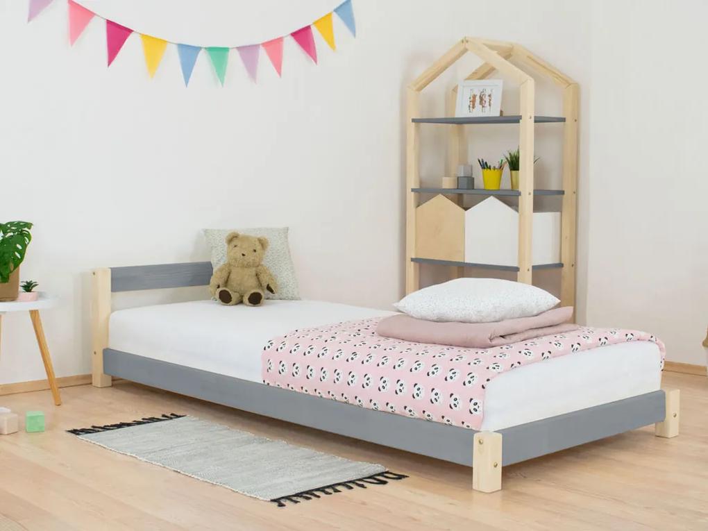 Tmavo sivá-nelaková detská jednolôžková posteľ s čelom DREAMY 90x180 cm