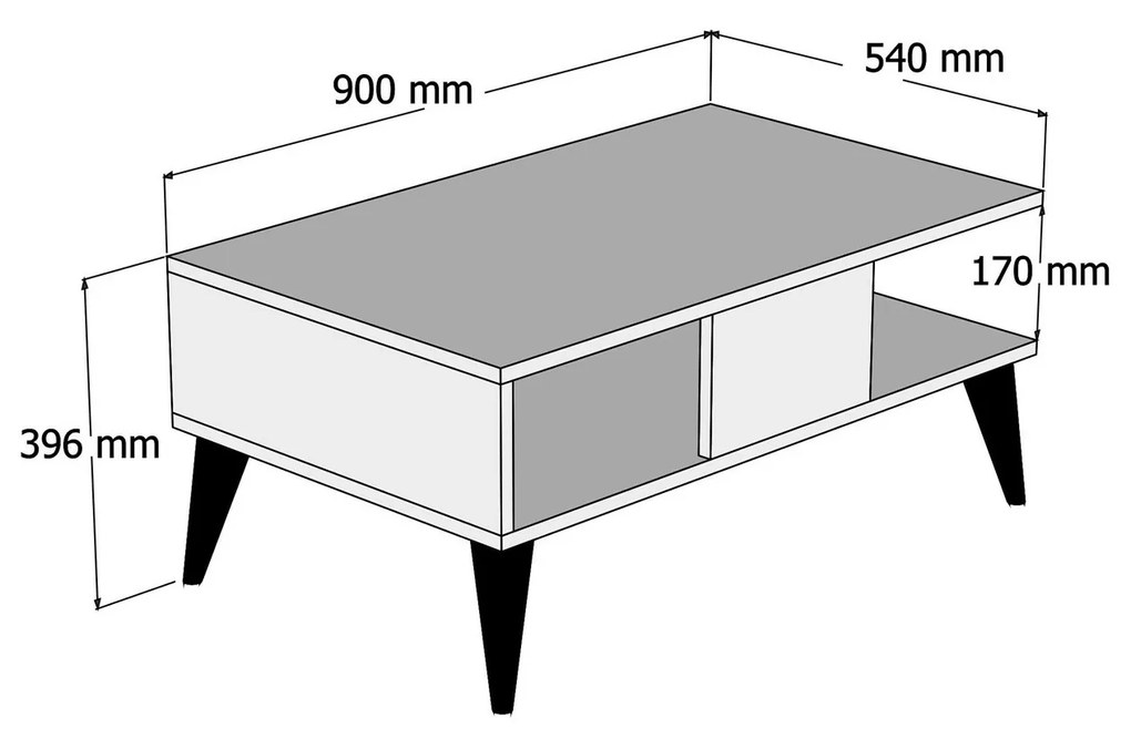 Fyrby prírodného drevy; mrymor Drevený konferenčný stolík Lidya 90 × 39,6 × 54 cm HANAH HOME