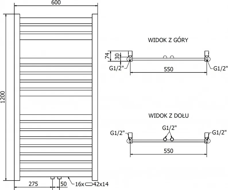 Mexen Uran, vykurovacie teleso 1200x600 mm, 485 W, zlatá lesklá, W105-1200-600-00-50
