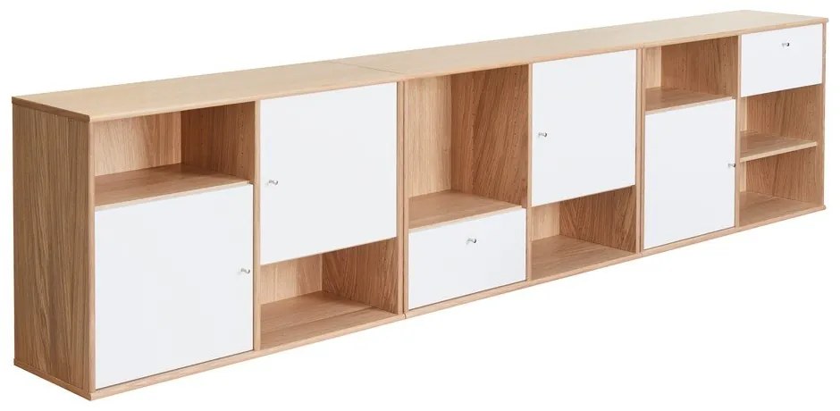 Biela nízka komoda v dekore duba 267x61 cm Mistral - Hammel Furniture