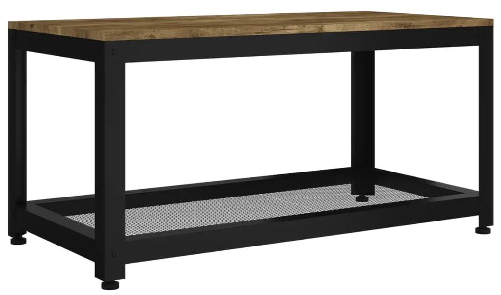 vidaXL Konferenčný stolík tmavohnedý a čierny 90x45x45 cm MDF a železo
