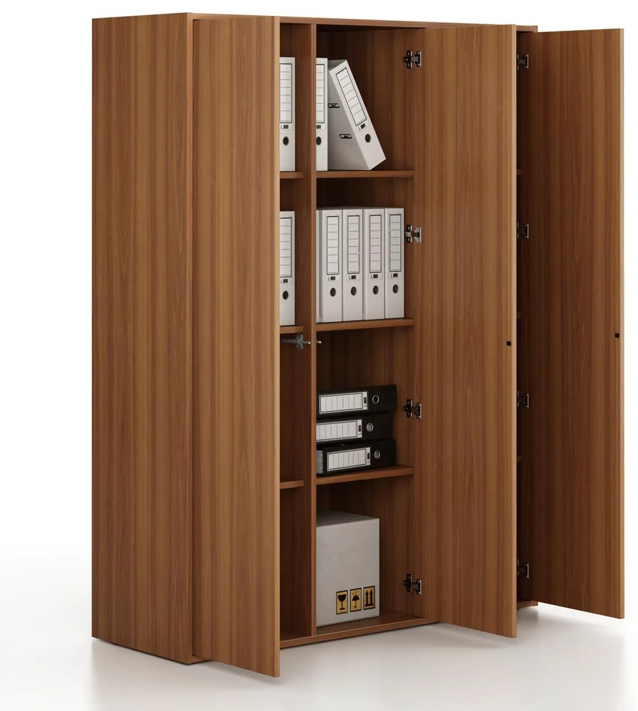 Kancelárska skriňa FRAME, 3x dvere, 1299 x 450 x 1735 mm, PUSH-lock, orech