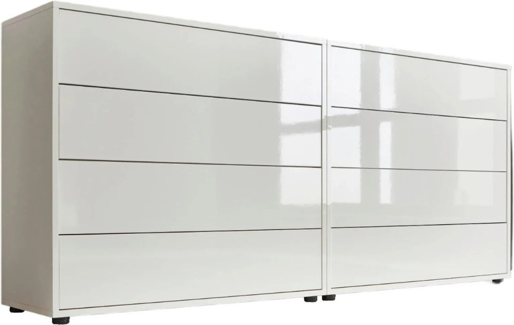 XXXLutz ŠIROKÁ KOMODA, biela, biela s vysokým leskom, 158/73/33 cm MID.YOU - Komody - 001067001401