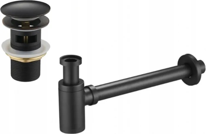 Mexen umývadlový polosifón okrúhly s keramickou klik-klak zátkou, s prepadom, antická čierna - 7992050-79