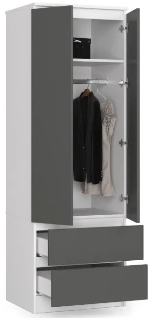 Skriňa STAR S 60 cm 2D 2SZ biela / sivá