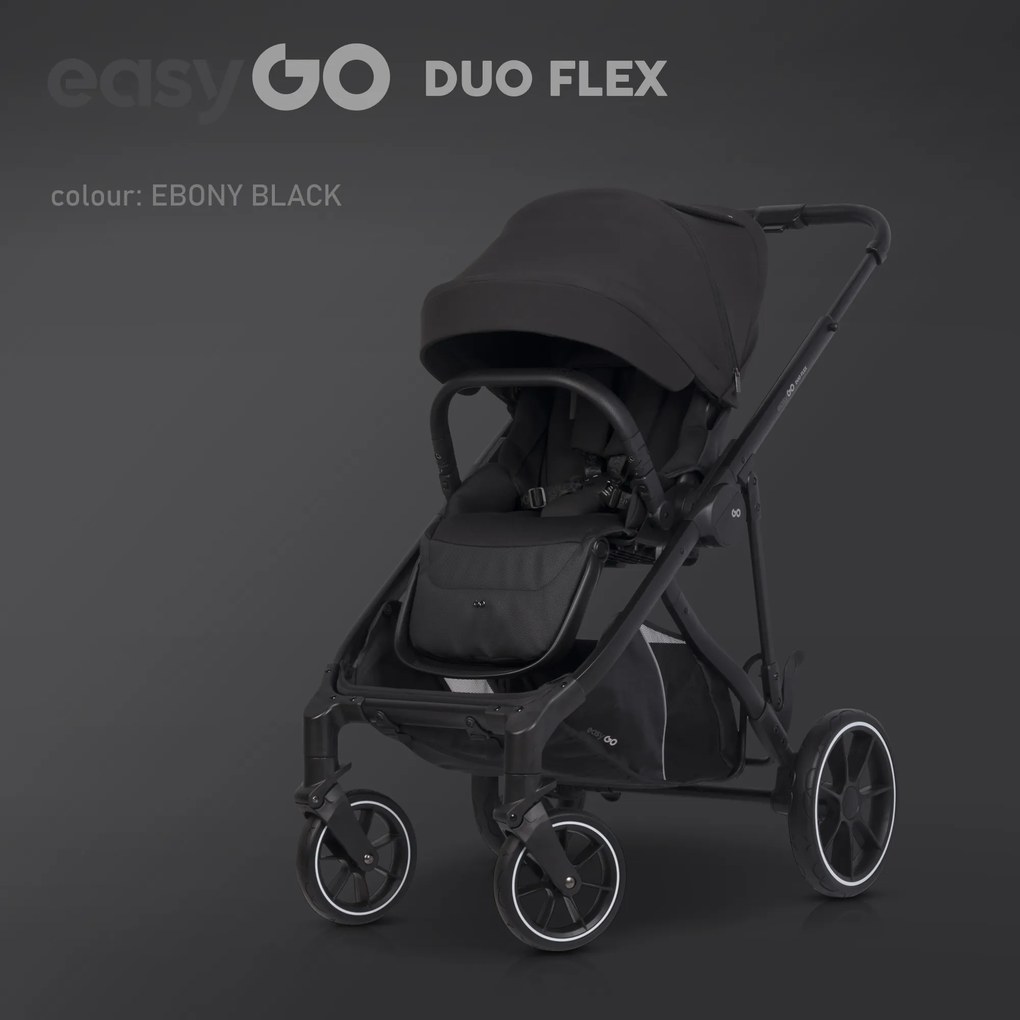 Súrodenecký kočík EasyGo Duoflex Ebony Black, 2 športové časti , 1 hlboká vanička
