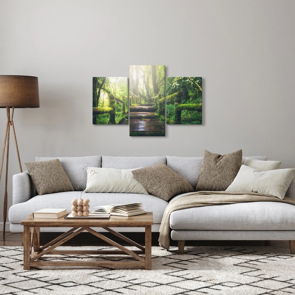 Obraz - drevené schody v lese (90x60 cm)