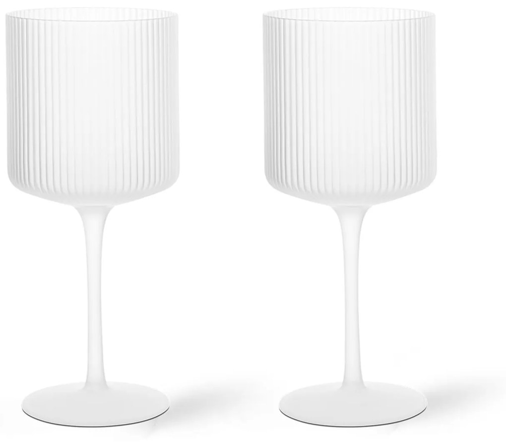 Ferm Living Pohár na červené víno Ripple Frosted – sada 2 ks