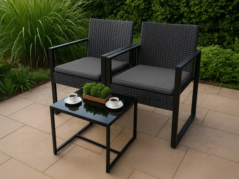 Zahradní sestava Coffi černá/šedá