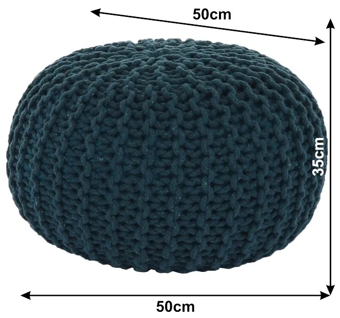 Kondela Pletený taburet, petrolejová bavlna, GOBI TYP 2
