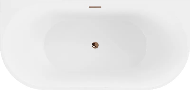 Mexen Oval, voľne stojaca nástenná vaňa 140 x 75 cm, biela-čierna, ružové zlato prepad, 52671407575-60