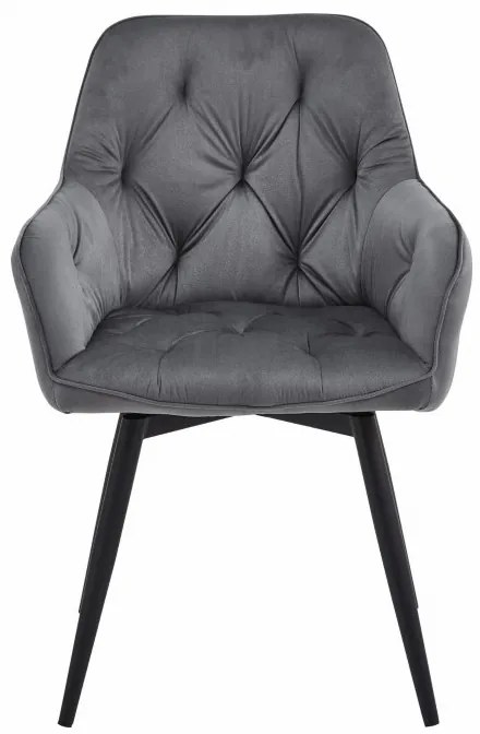 Set dvoch jedálenských otočných stoličiek JORK360 zamatové, tmavosivé (čierne nohy) 2 ks