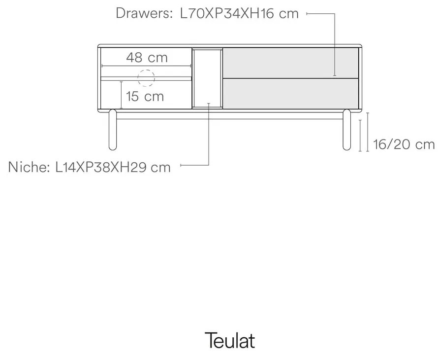 Biely TV stolík 140x56x40 cm Corvo – Teulat