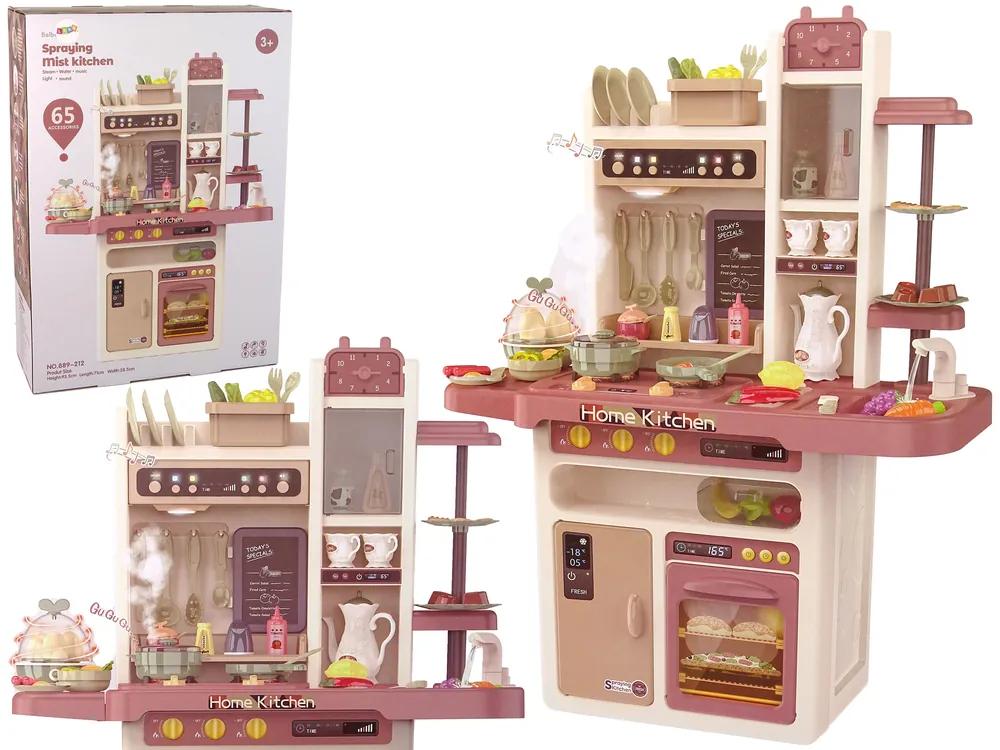 Lean Toys Detská ružová kuchynka s príslušenstvom - 65 kusov