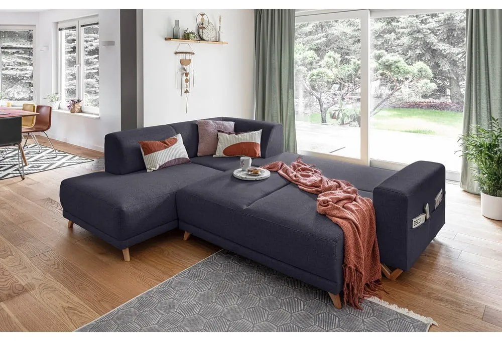 Antracitová rozkladacia/s úložným priestorom rohová pohovka (ľavý roh/do L) Classy Sophie – Miuform