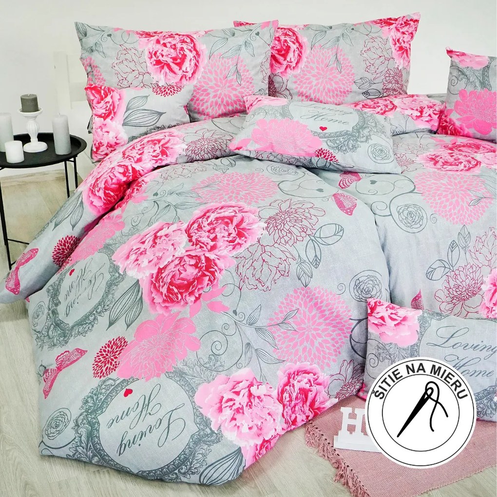 Obliečky bavlnené Home sivé EMI: Štandardný set jednolôžko obsahuje 1x 140x200 + 1x 70x90