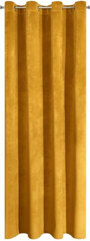 Dekorstudio Záves VILLA z exkluzívneho zamatu 140 x 250 cm v horčicovej farbe - dekoračné kolieska