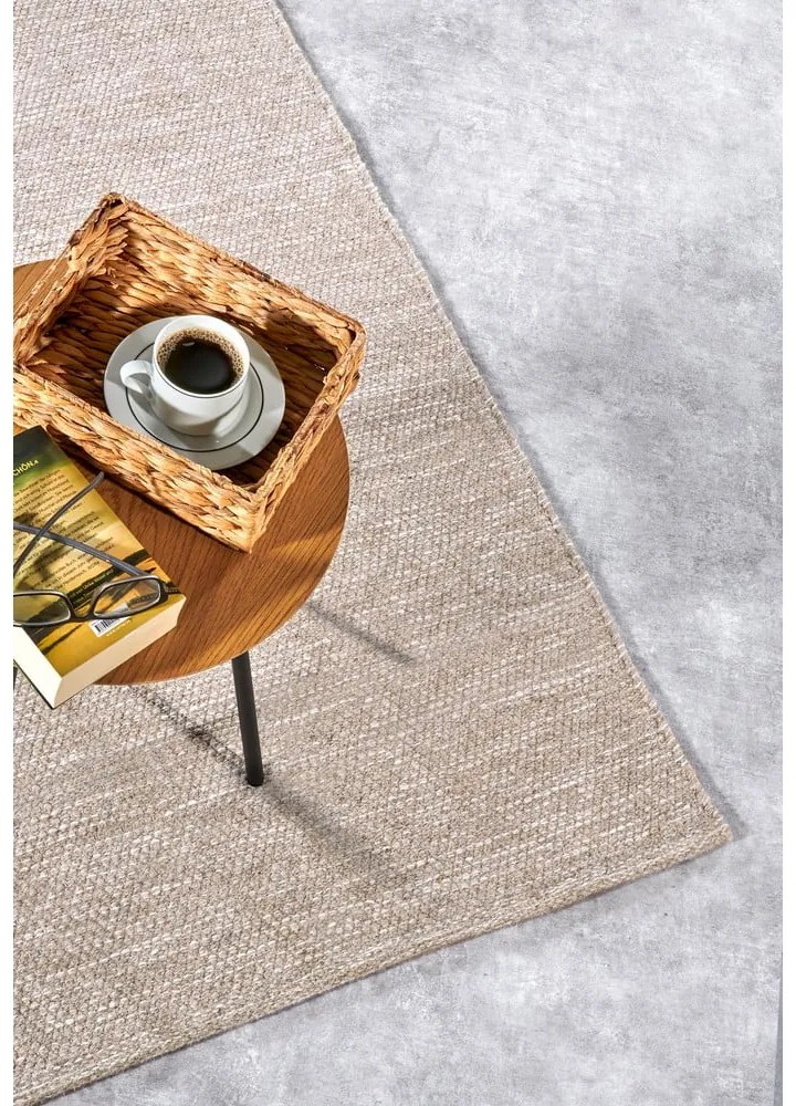 Béžový ručne tkaný koberec s prímesou vlny 190x280 cm Pradesh Linen White – Elle Decoration