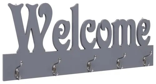 vidaXL Nástenný vešiak WELCOME sivý 74x29,5 cm-