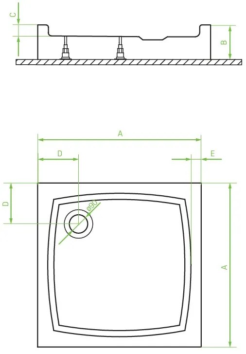 Laveo Desna, sprchová vanička 80x80x16 cm, biela, LAV-JBD_686K