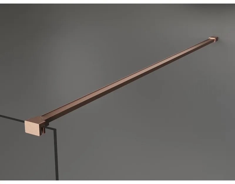 Mexen Kioto+, sprchová zástena Walk-In s poličkou a vešiakom 80 x 200 cm, 8mm šedé sklo, medený matný profil, 800-080-121-65-40