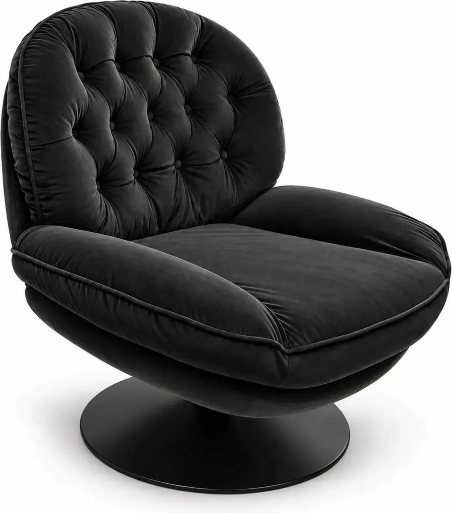 LuxuryForm DESIGN Otočné relaxačné kreslo LUNA s podnožkou – čierne