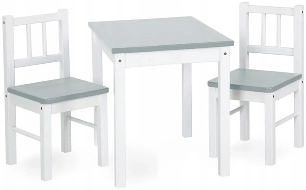 Sada nábytku Klups , Stôl + 2 x stolička - šedá s bielou