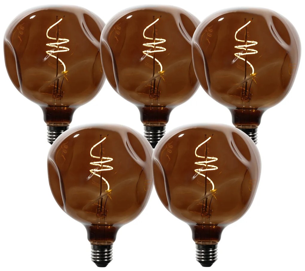 Sada 5 stmievateľných LED žiaroviek E27 T125 hnedá 4W 120 lm 1800K