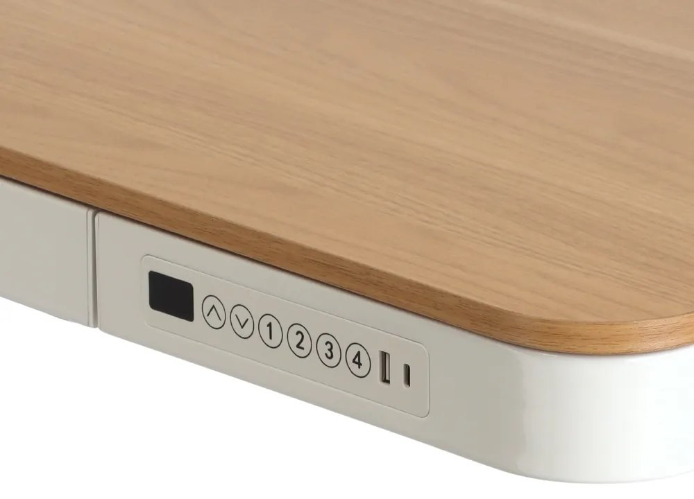 Výškovo nastaviteľný stôl OfficeTech 3, 120 x 60 cm, biela / dub