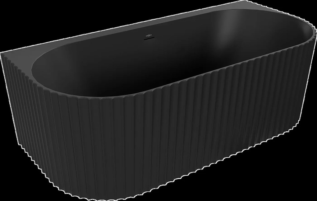 Mexen Sella, voľne stojaca vaňa ku stene, drážkovaná, 170 x 80 cm, čierna matná, 52711708071-SS