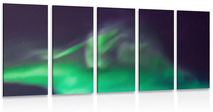 5-dielny obraz zelená polárna žiara na oblohe Varianta: 100x50