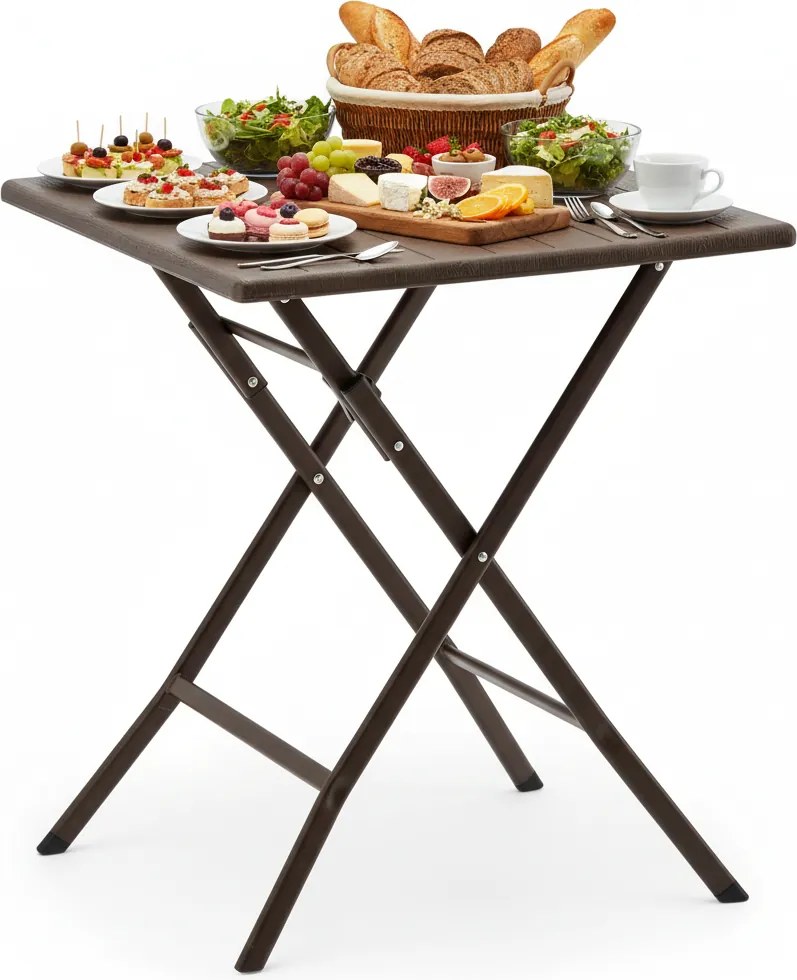 Garden Line SKLADACÍ TURISTICKÝ STÔL 61,5 x 61,5 x 73 CM HNEDÝ